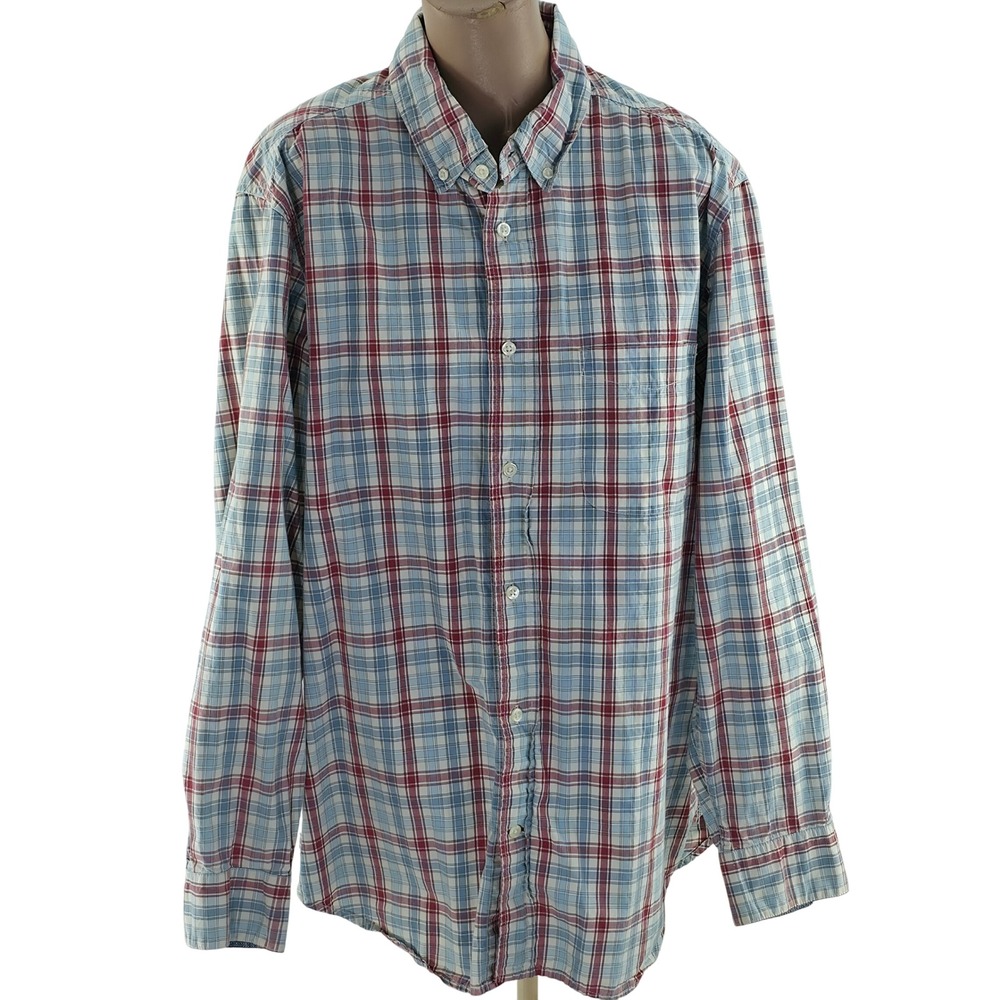 Old Navy Plaid Button Down Shirt Mens Large Blue Red 90s Inspired‎ Casual Chic